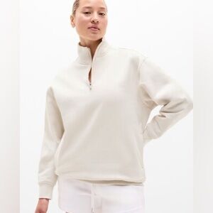 Athleta Fleece Quarter-Zip Pullover Bone